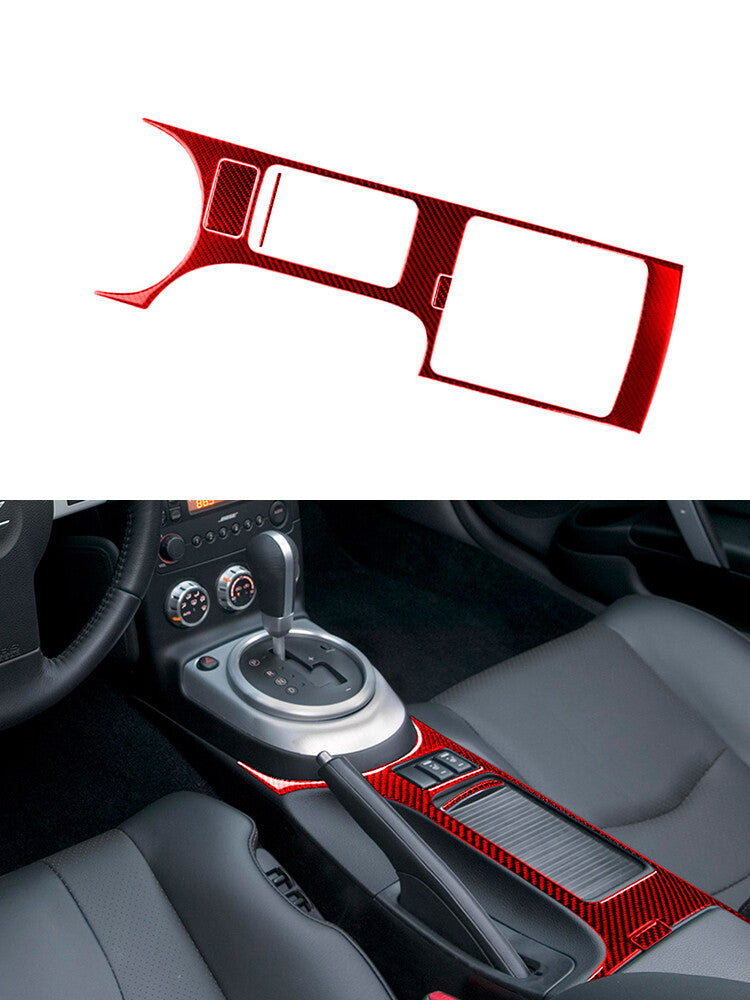 Red Central Control Gear Shift Trim Cover Carbon Fiber for Nissan 350Z 2006-2009