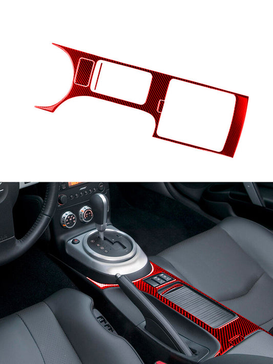 Red Central Control Gear Shift Trim Cover Carbon Fiber for Nissan 350Z 2006-2009