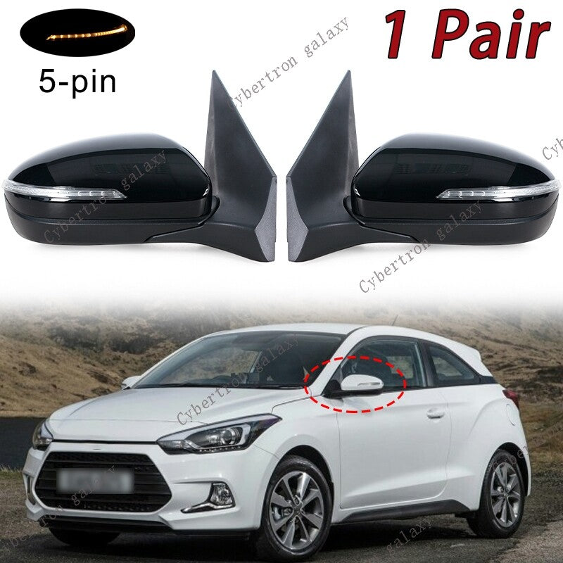 2-Piece Power Folding Turn Signal Rearview Mirror Assembly for Hyundai I20 2016-17