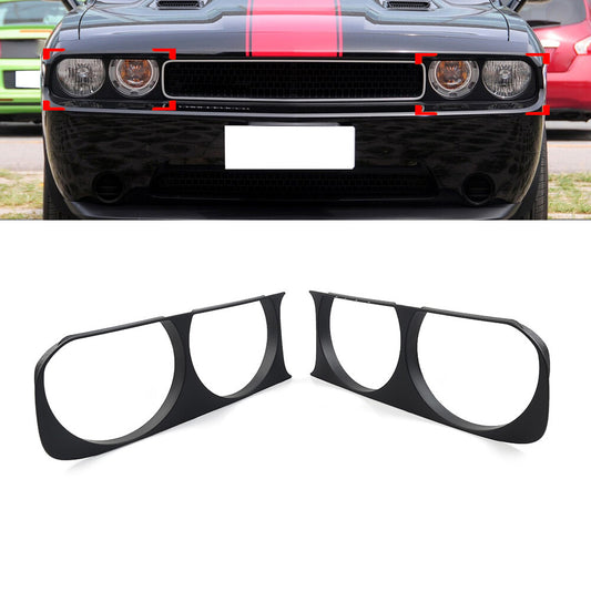 Headlight Headlamp Bezel Frame Trim Matte Black for Dodge for Challenger 2008-2014
