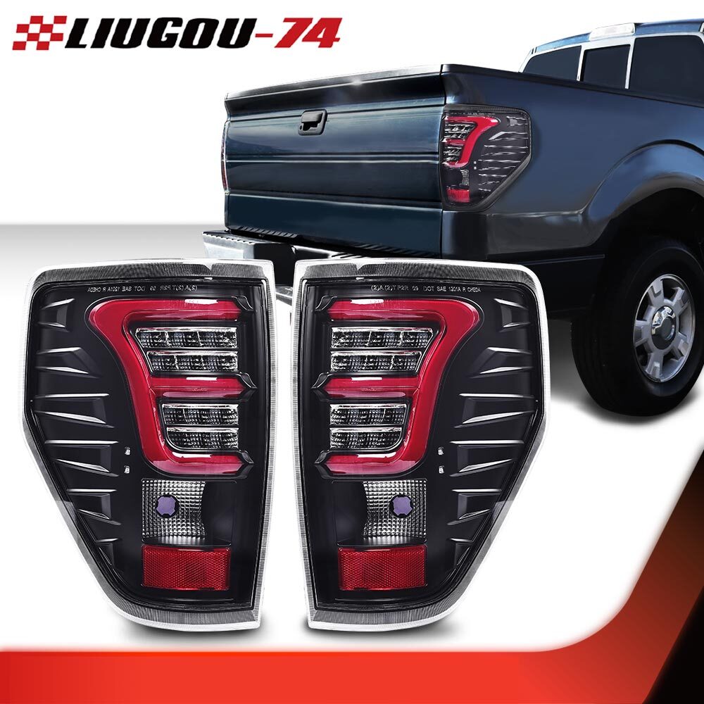 Suitable for 2009-14 for Ford F150 with chrome exterior, red LED taillights, and brake lights.
