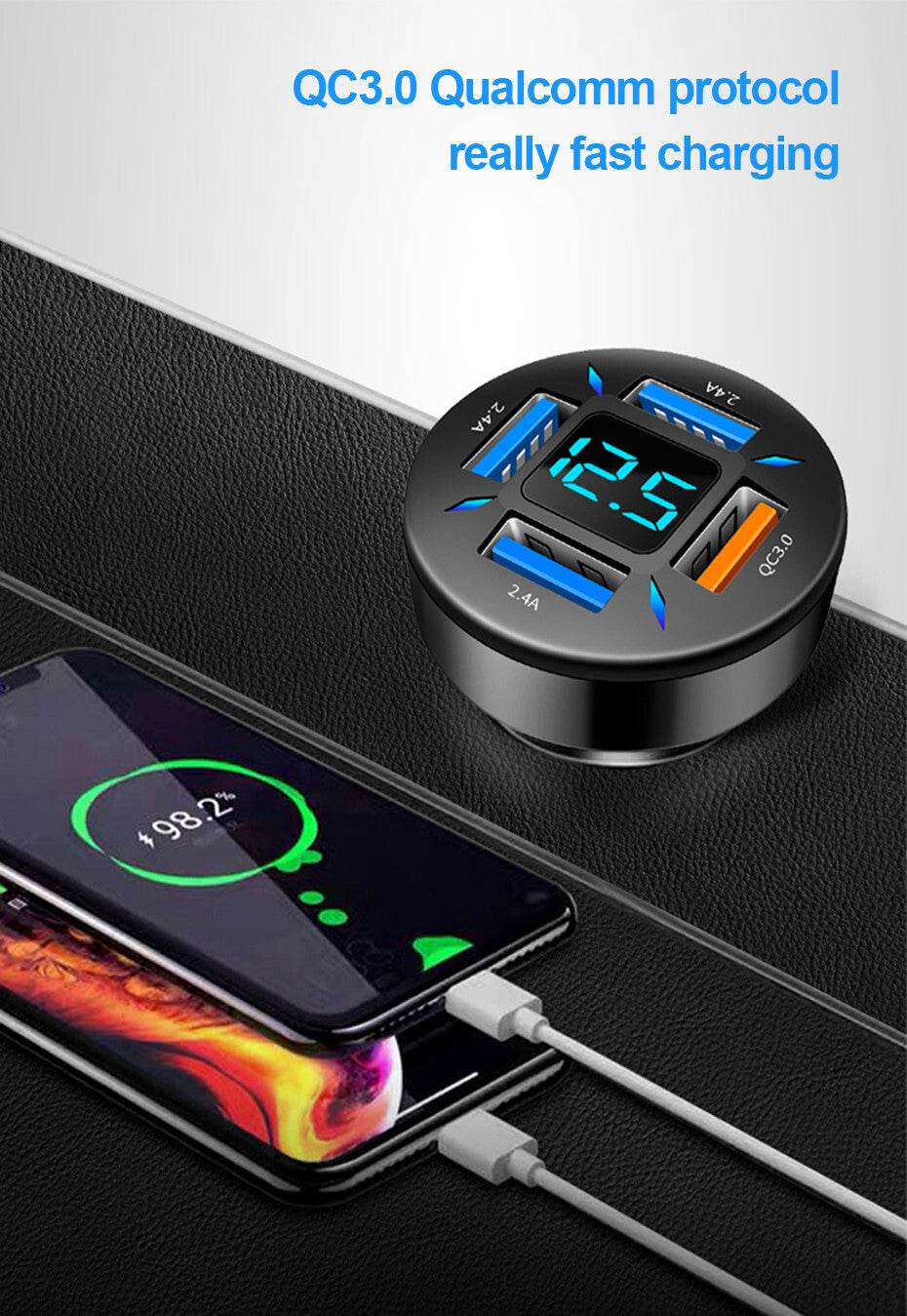 4 USB Port Fast Car Charger Adapter for Apple iPhone Samsung Android Cell Phone