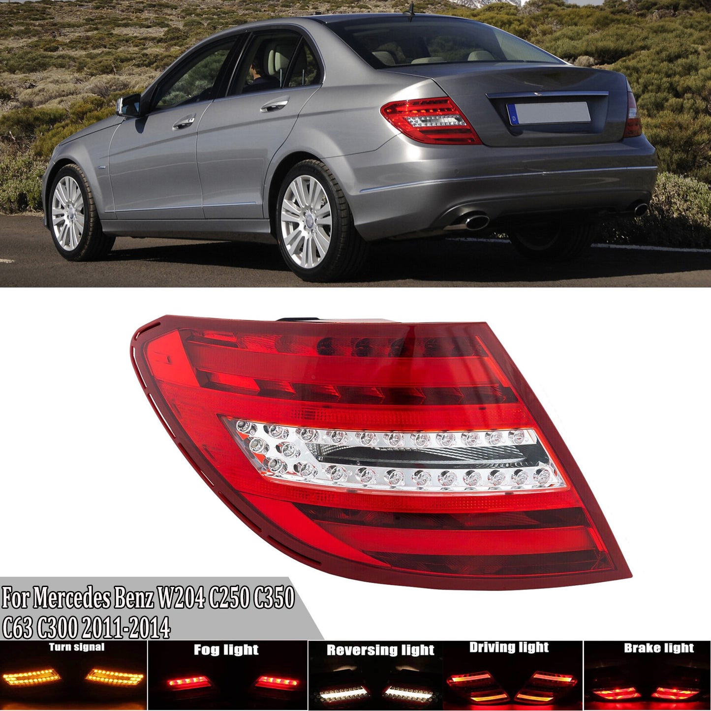 Left LED Brake Tail Light Red For 2011-2014 for Mercedes for Benz W204 C250 C300 C350