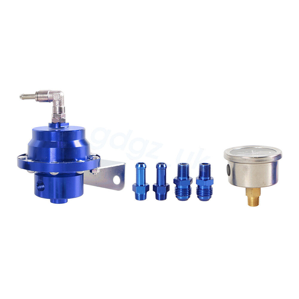 Blue Universal Adjustable Car Fuel Pressure RegulatorOil Gauge Kit 0-160 PSI L