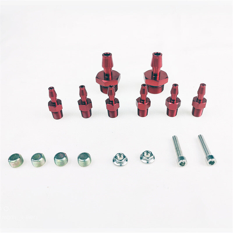 Red 6 Port Vacuum Block Intake Manifold Kit Fuel Gas Wastegate Turbo Boost