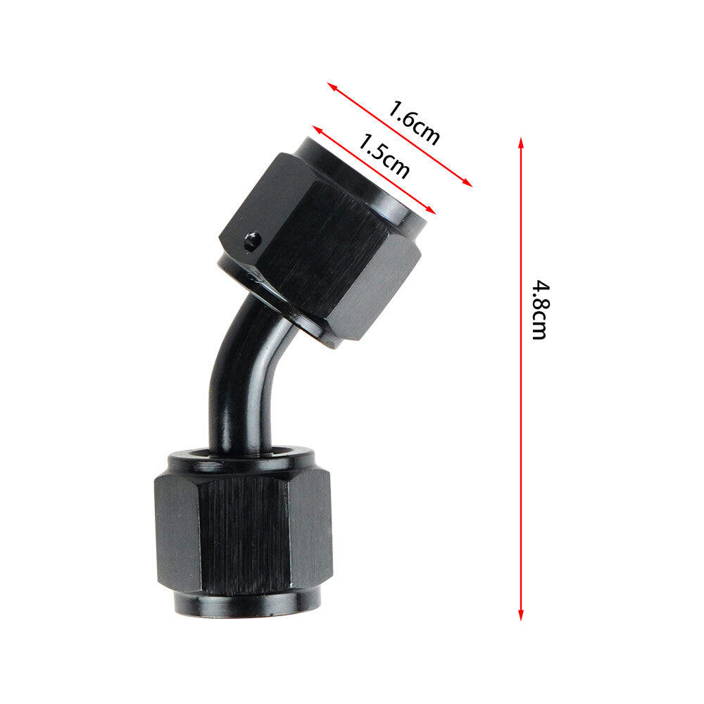 4AN to 4AN Female 45 Degree Swivel Coupler Union Fitting Adapter Aluminum Black