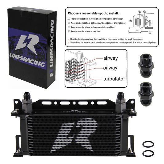 Universal 16 Row G1/2 248MM Oil Cooler + 2PCS AN8  AN10 Fittings + Bracket Kit