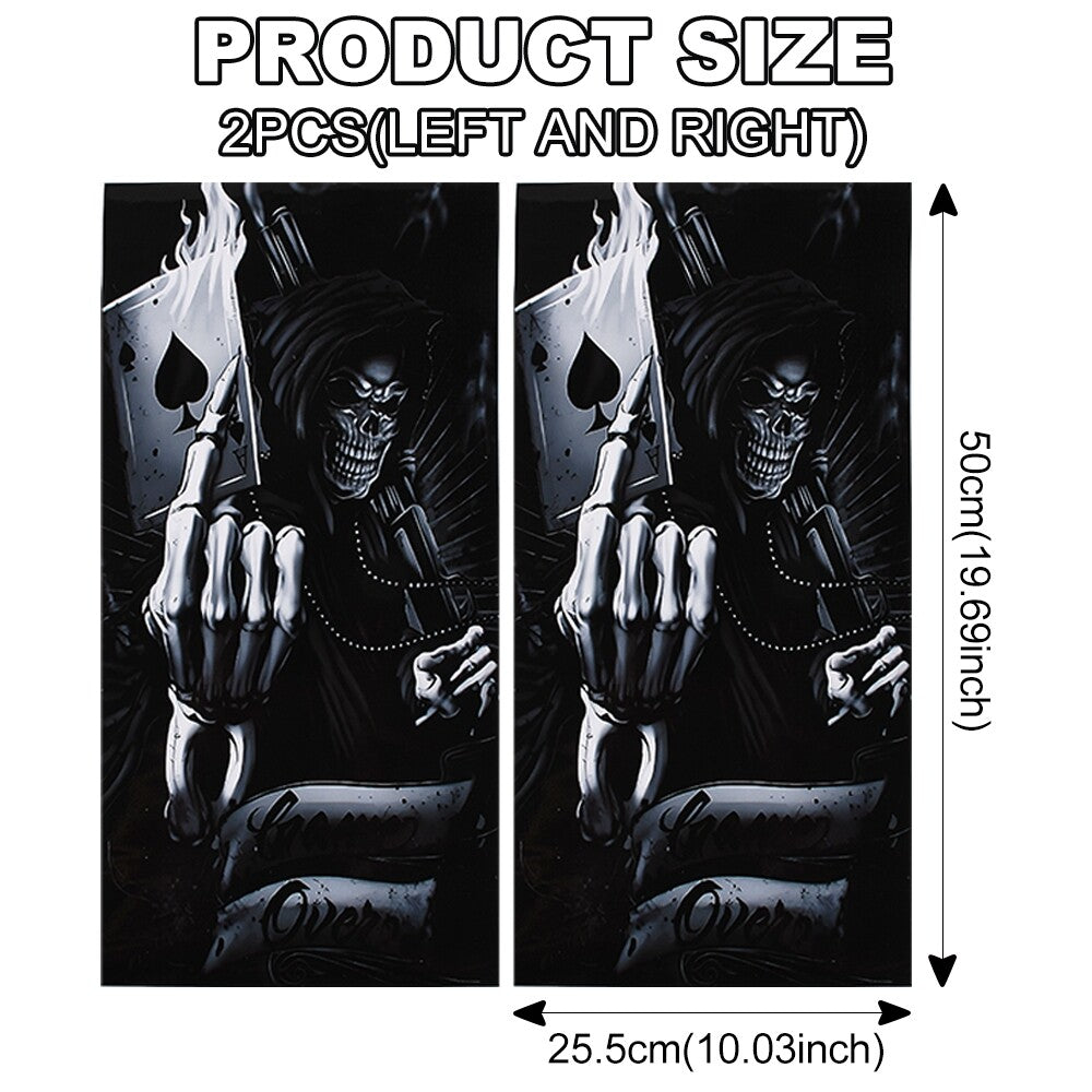 1019.7inch 2x Skull Car Center Pillar Stickers for Car Window Door Pillar Black