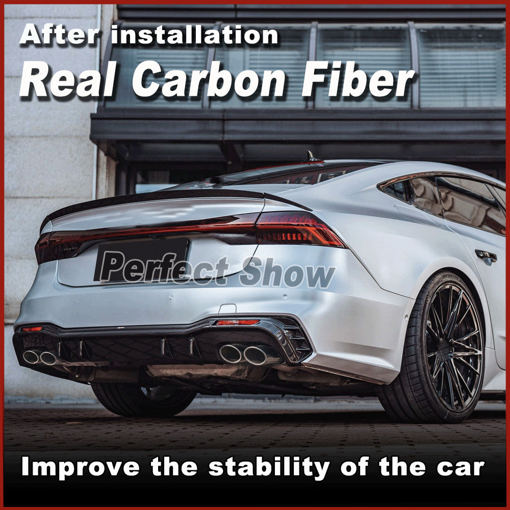 Fit for Audi A7 SLINE S7 2019-2020 REAL Carbon Rear Bumper Diffuser Lip Splitter
