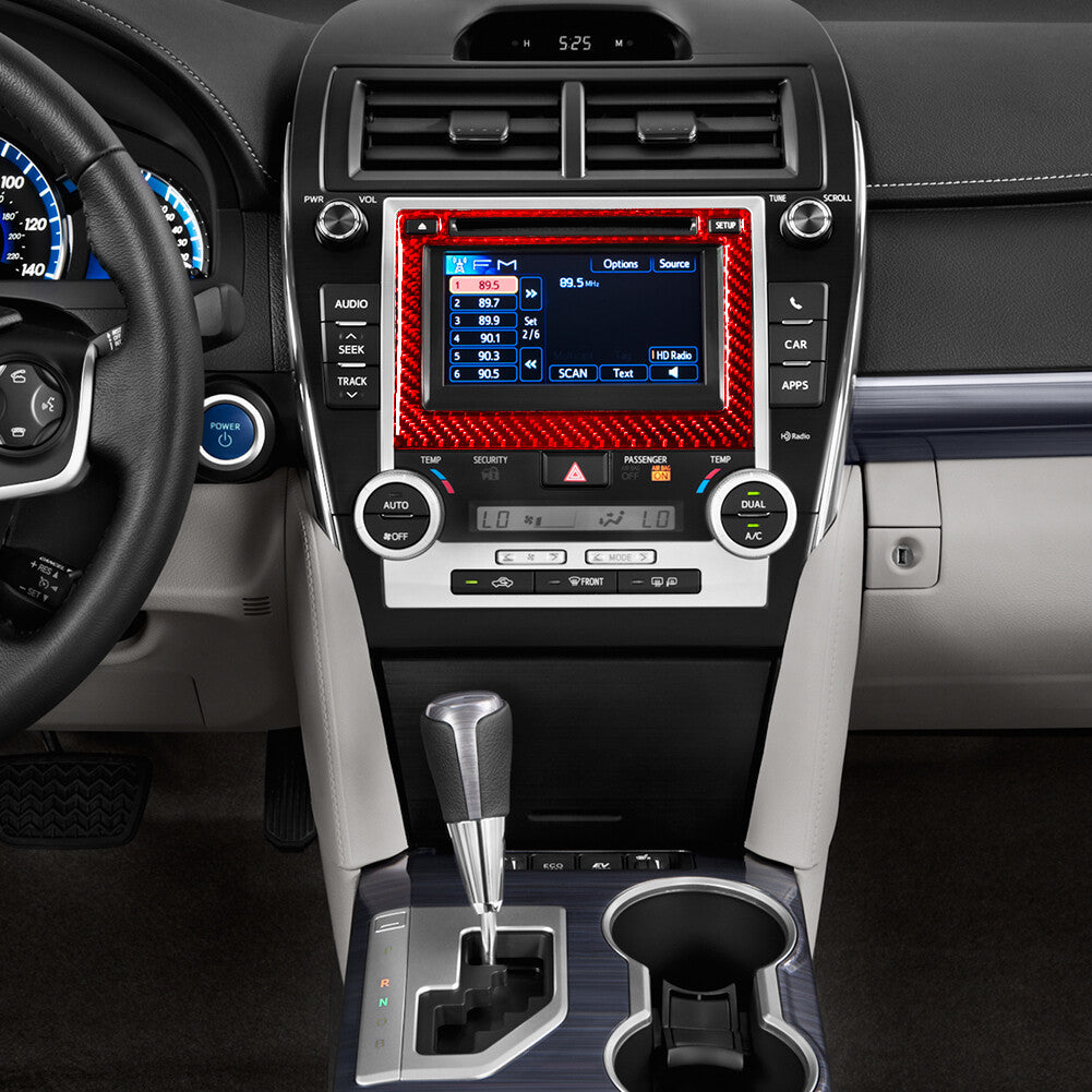 Red Carbon Fiber Console GPS Navigation Panel Trim Cover for Toyota for Camry Type A