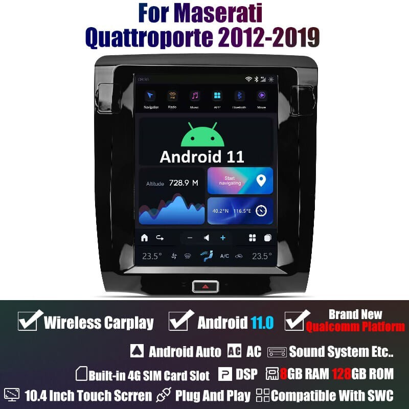 for Maserati Quattroporte 2013-2018 for Tesla 10.4 Radio 8+128G Vertical Screen GPS