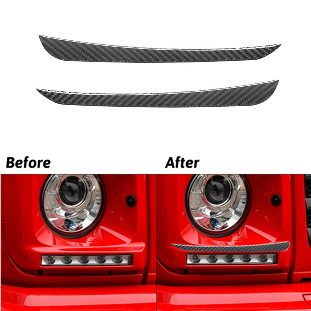 Carbon Fiber Front Headlight Eyebrows Cover Trim for Mercedes G-Class 2013-2018