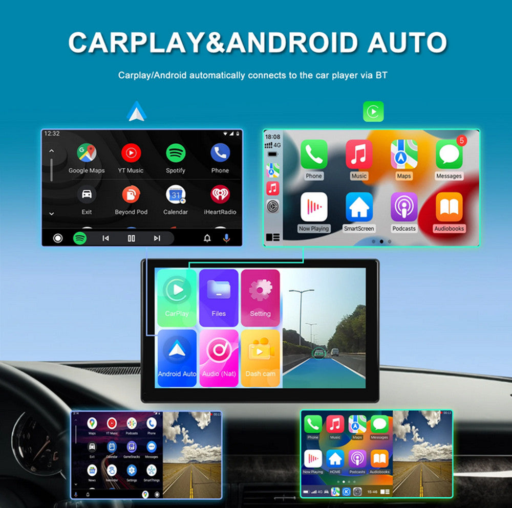 9in Portable Dash Cam Car ADAS Monitor For Carplay Android Auto Recorder BT
