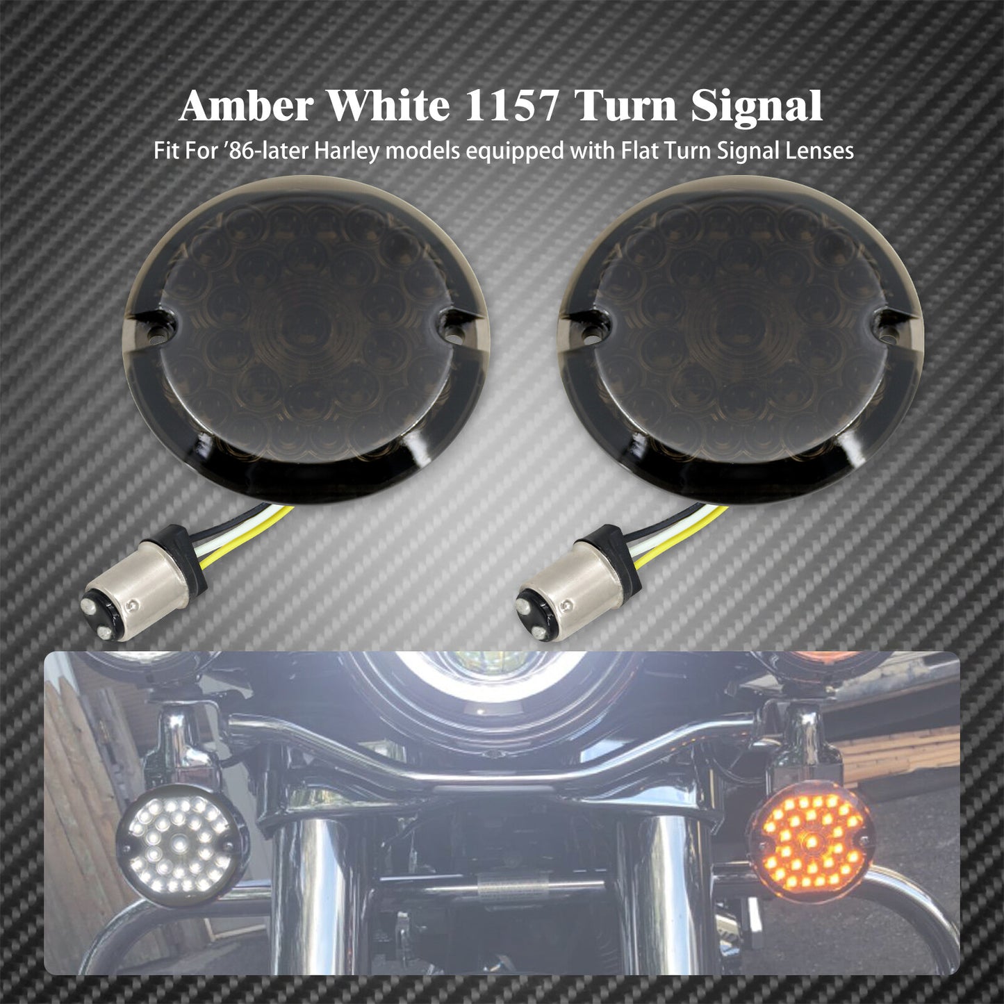 3 1/4 FR 1157 LED Flat Lens Running Turn Signal Light Fit for Harley 1986-2023