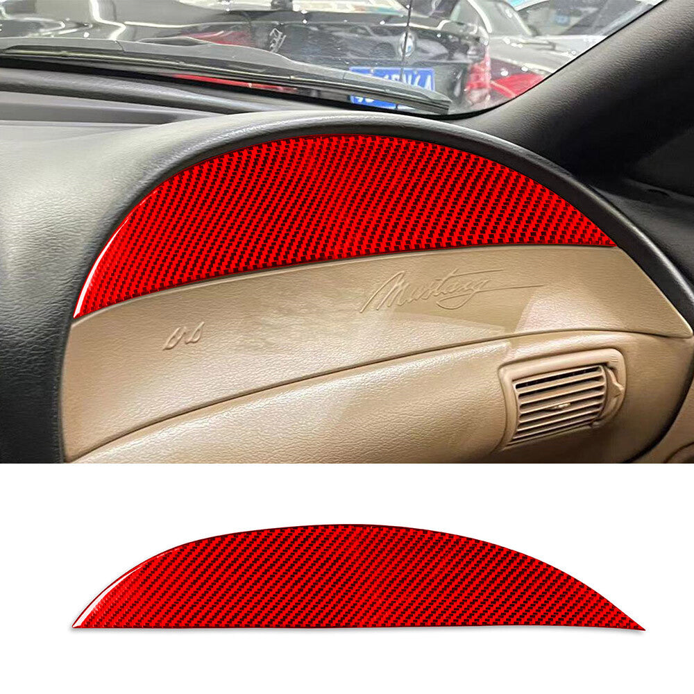 Red Carbon Fiber Inner Dashboard for Co -pilot Panel Cover for Ford for Mustang 1996-2003