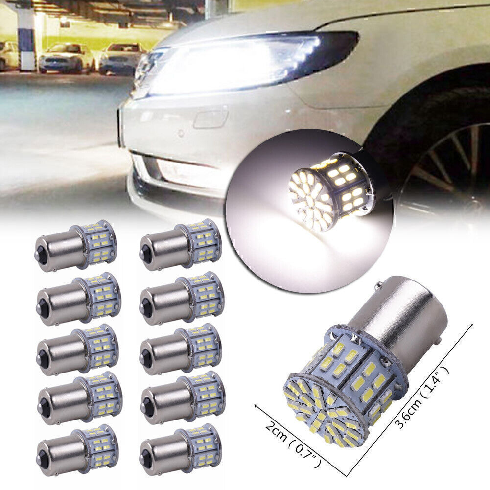 50SMD 1156 BA15S LED Tail Turn Signal Light Bulb Indicator Lamp White 10pcs